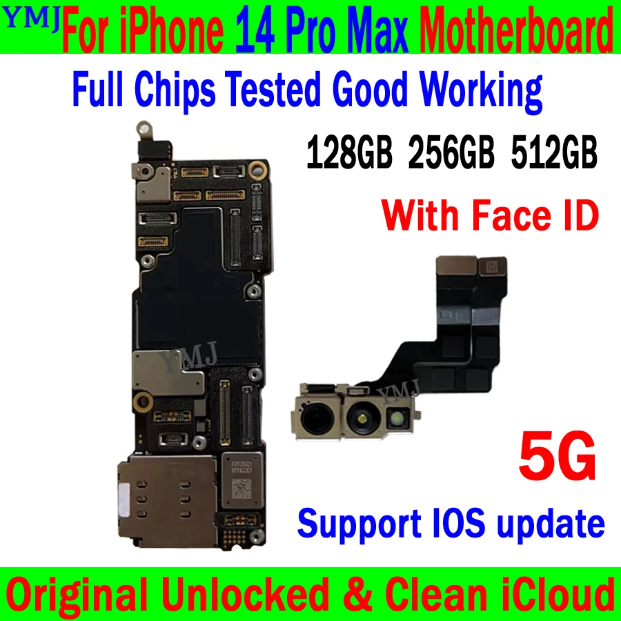 

SIM Version Mainboard For IPhone 14 PRO MAX Motherboard Clean ICloud Original Unlock Logic Board Support Update Plate 128g/256g