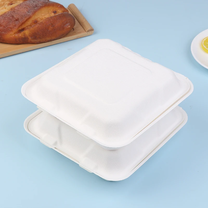 Description Picture 5 of item10Pcs Compostable Disposable 10 Pack 3 Compartment Takeout Lunch Box Containers With Lid To Go Take Out Clamshell For Food