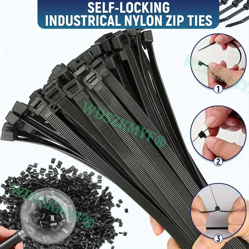 100-1000pcs Plastic Flanges Ties Cable Greenhouse Plastic Straps Velcro Nylon Cable Ties Clamp Self-locking Fastening Wire Ties