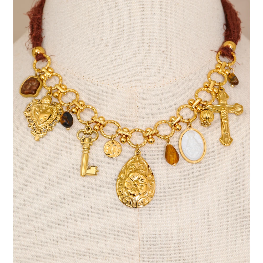 Yhpup Handmade Necklace 18K Golden Plated Stainless Steel