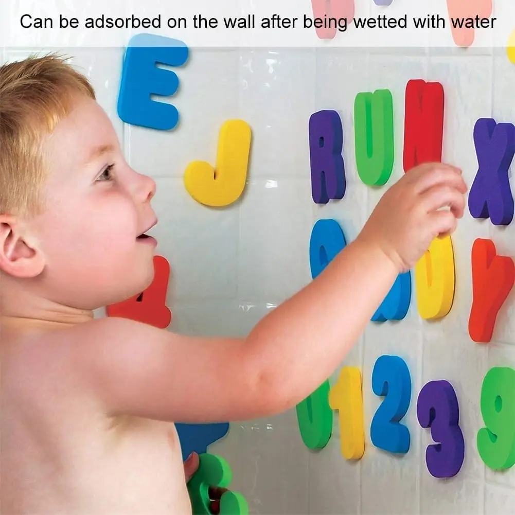 36pcs Baby Bath Toys Removable Foam Letters Numbers Shower Toys Toddler Alphabet Letters Toys Gift for Kids Educational Bathroom 2