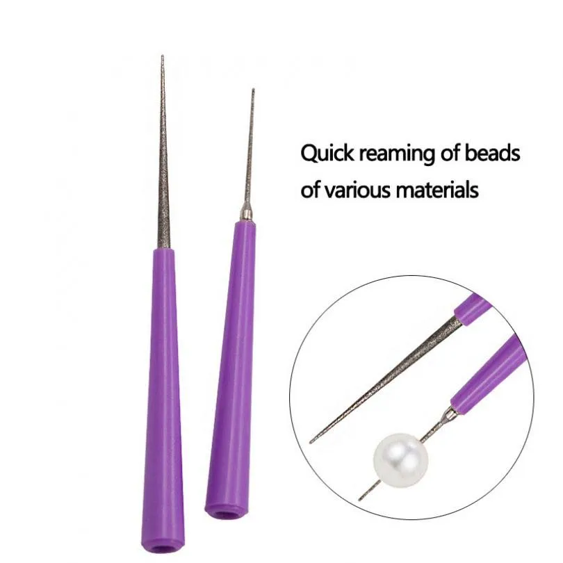 1 Piece Diamond Pearl Glass Bead Reamer Burr Beading Hole Enlarger Tool Puncher for DIY Jewelry Making Bead Reamer
