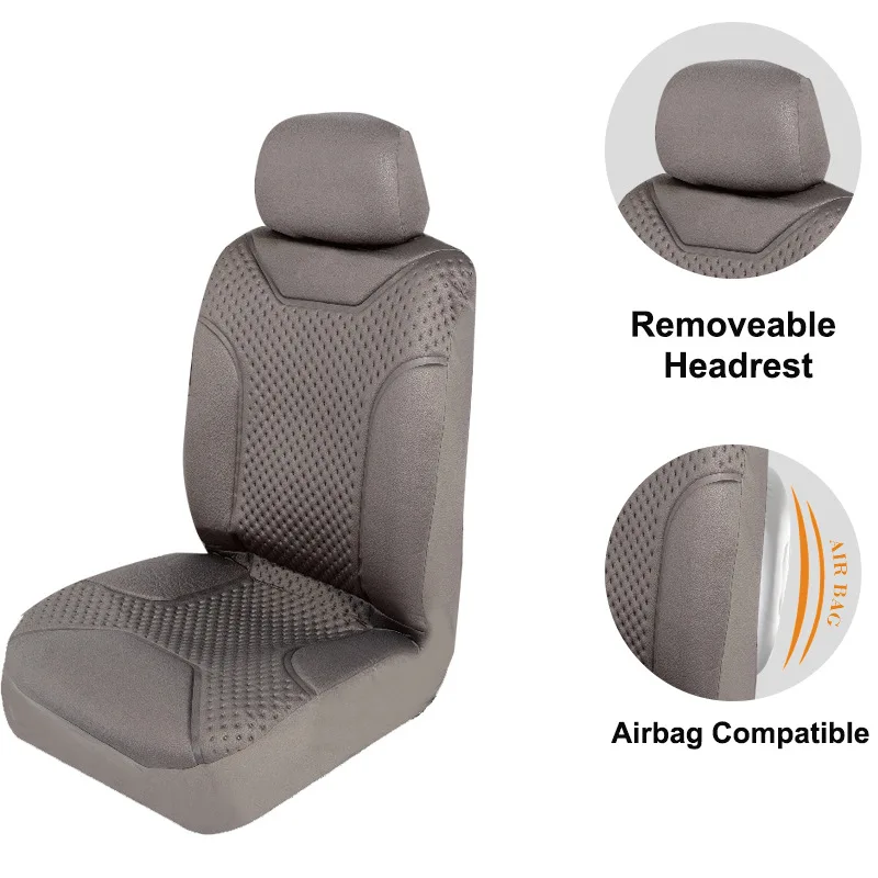 Coprisedile Auto 5D Traspirante in Rete, Universale per Berlina, SUV, Camion, Protezione Interna Grigia - immagine 2