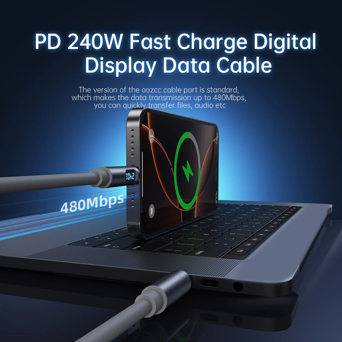 รูปสินค้า สายชาร์จ Type-C 240W สำหรับ iPhone Samsung และอุปกรณ์อื่นๆ