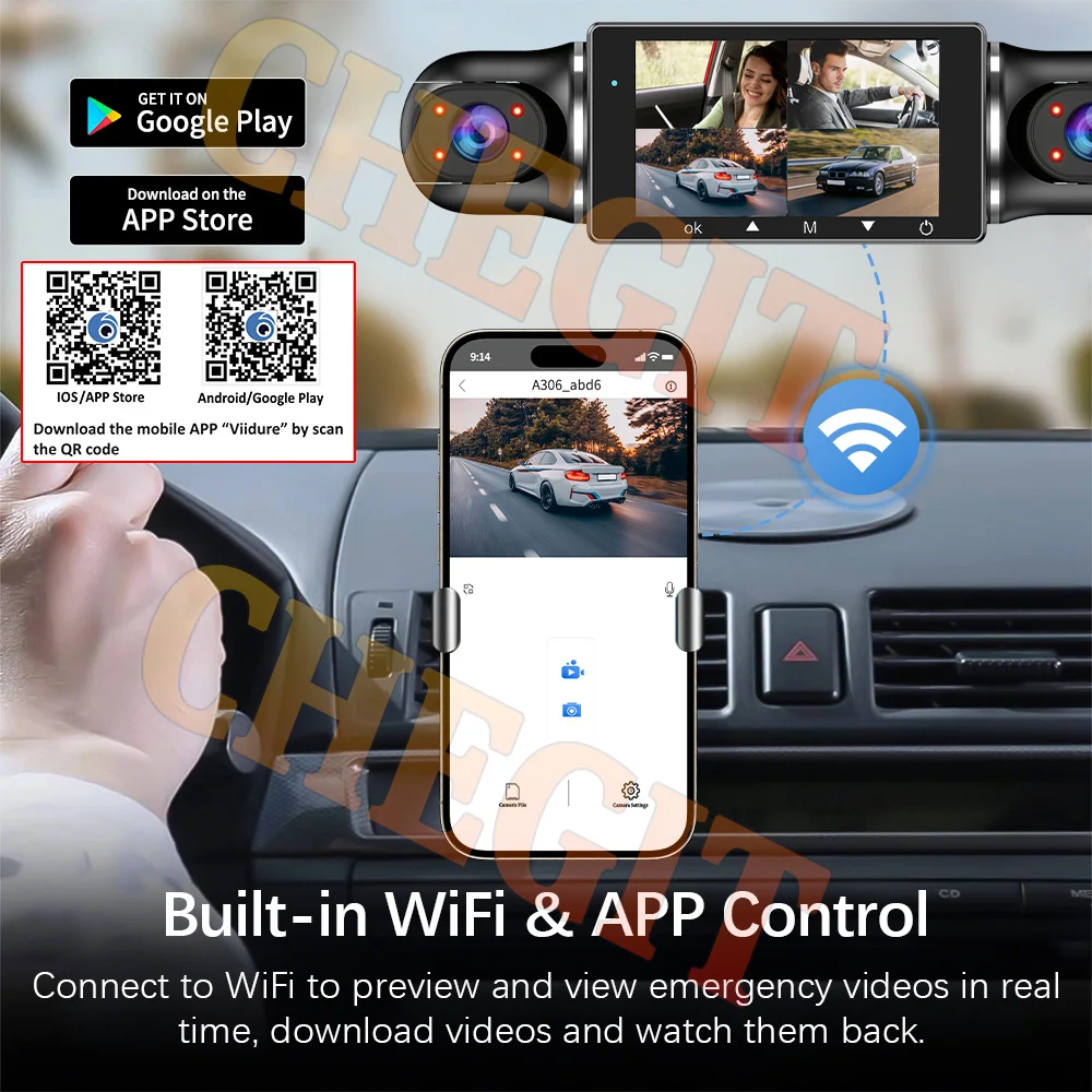 360 Degree 4Channel Car Dvr WIFI APP Video Recorder 1080P dashcam Front With Rear View Camera 24h Parking Monitor Night Vision