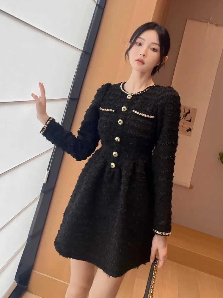 ワンピース LOOKAST ROUND TWEED DRESS_BLACK Maje Short Tweed Dress | Saks Fifth Avenue