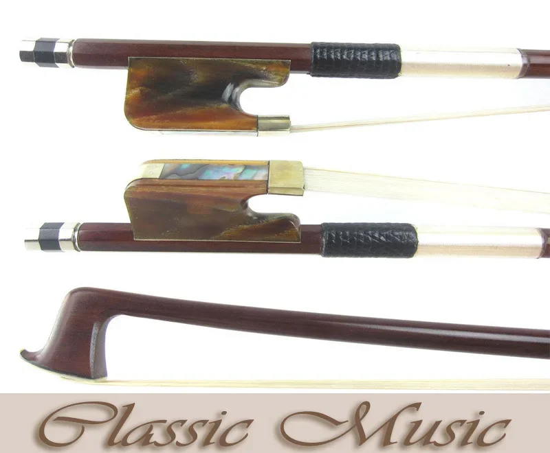SILVER PERNAMBUCO Viola Bow with Red Horn Frog (4/4), Good Mongolian Horse Hair.