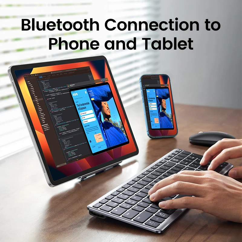 Ugreen Teclado sem Fio Bluetooth 5.0 2.4g Russo Coreano en 99 Teclados para Macbook Ipad pc Tablet Usb c Teclado Recarregável - Imagem 2