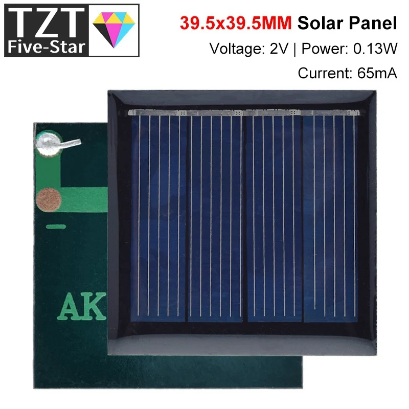 TZT 2V 60mA 0,13W Solarpanel Epoxid Polykristallin DIY Spielzeug Solarleuchte Batterie Lademodul 39,5*39,5MM Mini Solarzelle
