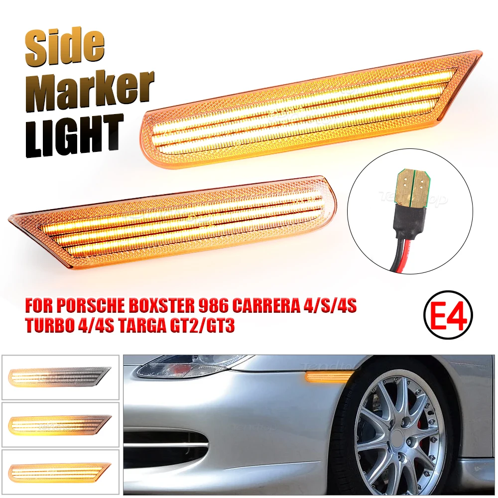 

Динамический янтарный цвет, боковой маркер для автомобиля, поворотный сигнал, лампа для Porsche 911 Boxster Тип 996 986 Carrera GT2 GT3 1996-2004
