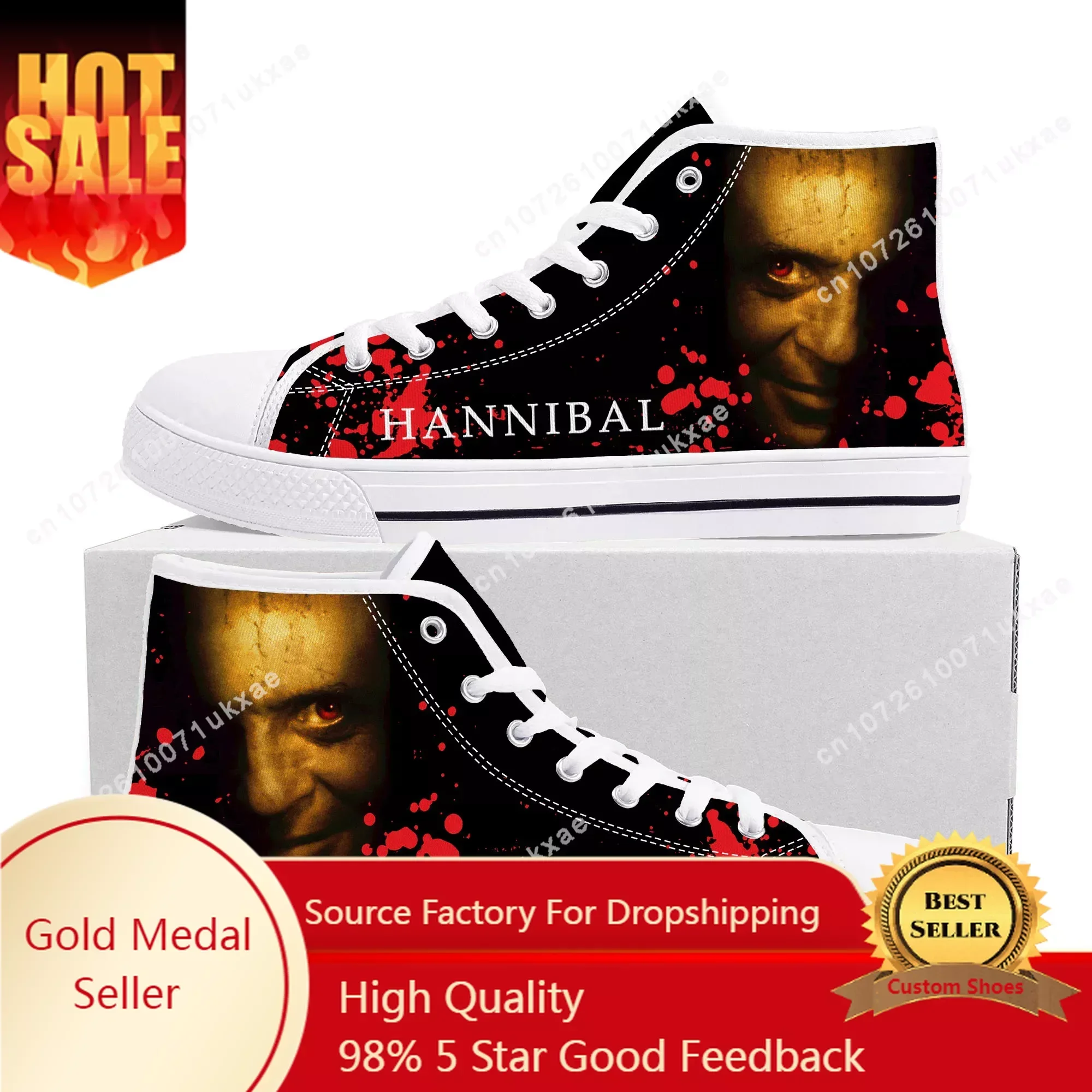 

Hannibal Movie High Top Sneakers Mens Womens Teenager Anthony Hopkins Canvas Sneaker couple Casual Shoe Customize Shoes