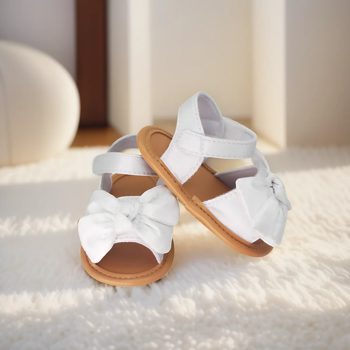 1 pair of women's fashionable and comfortable bow shaped baby cute sandals suitable for summer 4