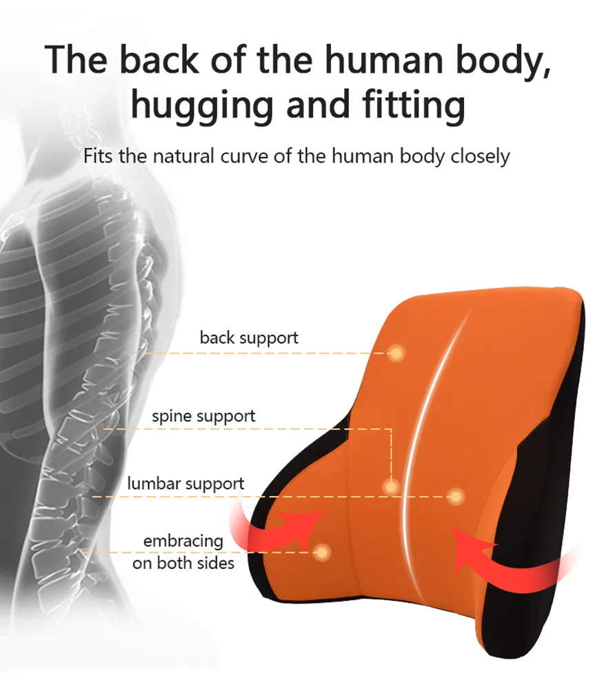 Memory Cotton Neck Pillow Car Seat Pillow Support Auto Lumbar Cushion Comfortable and Breathable Car Headrest Lumbar Support