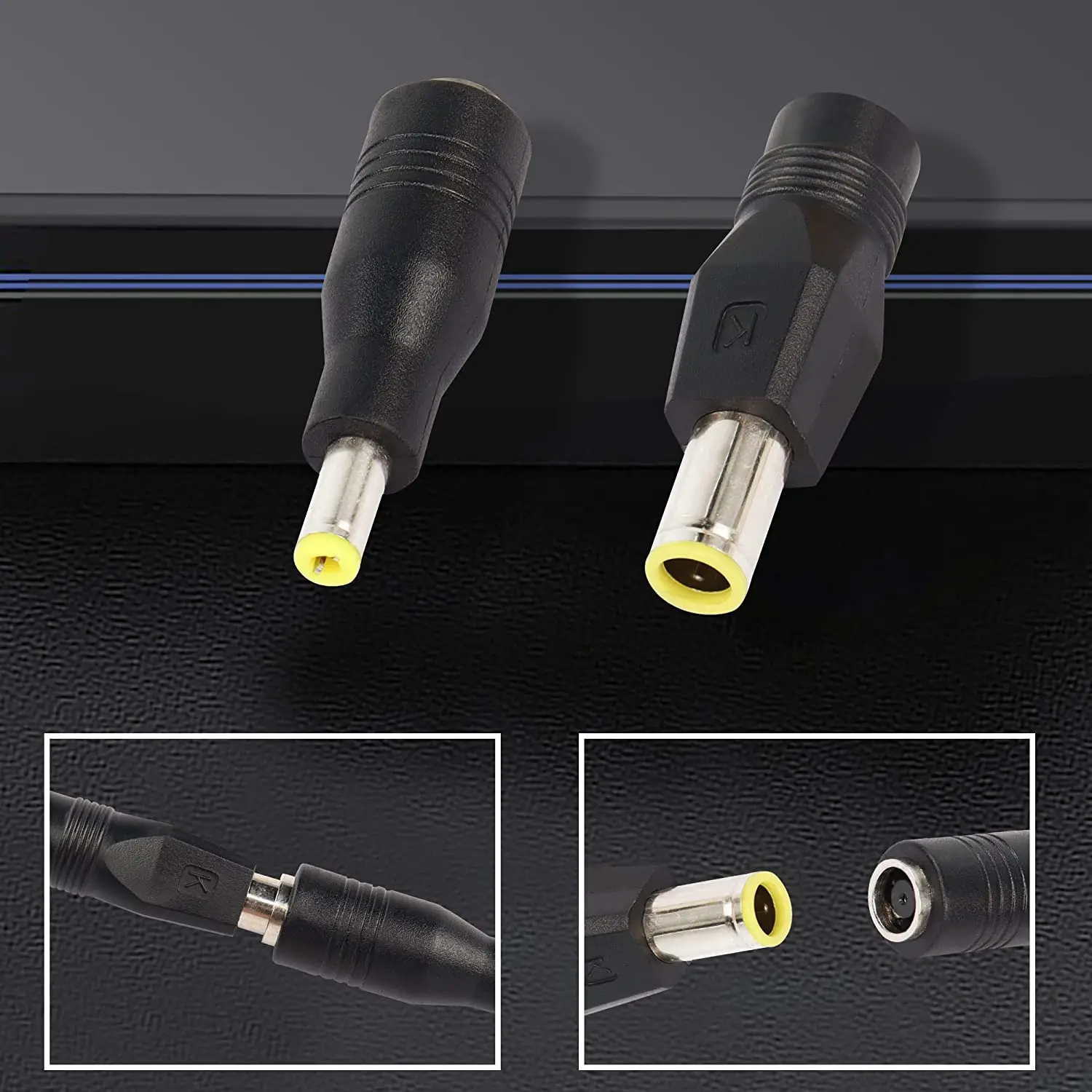 DC Power Plug Adapter 2Pcs DC 8mm Male to 5.5mm x 2.1mm Female and 2Pcs 5.5mm x 2.1mm Male to 8mm Female Connectors 4-P