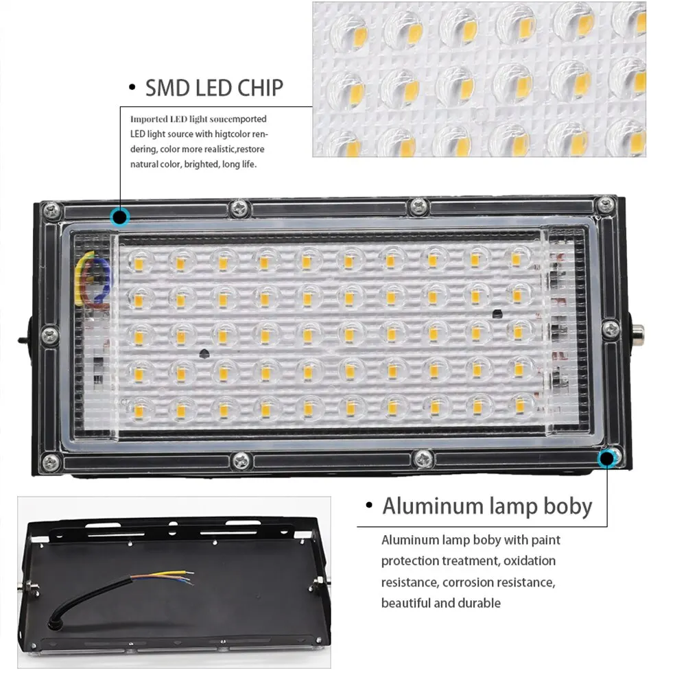 LED Flood Light 50W Outdoor Lighting 220V 240V Waterproof IP65 Reflector Projecteur LED Exterieur Focus Spotlight