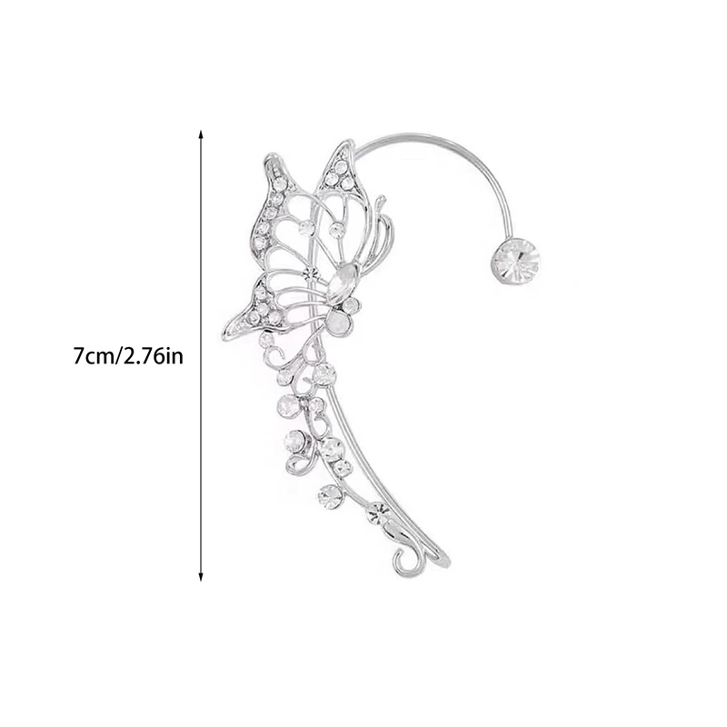 1PC New zircone Butterfly Elf orecchini Butterfly Wrap Around Ear Ear Earring Fairy No Piercing Ear Cuff Jewelry Gift