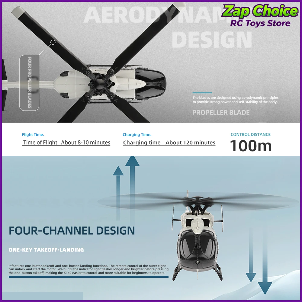WLtoys K160 EC-145 Hélicoptère RC Brushless RTF 2.4G