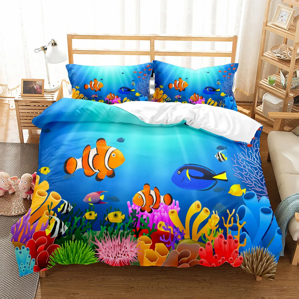Marine Lives 3D Colorful Turtle Piumino/Doona Cover Set Singolo Twin Double Queen King Cal King Size Set Di Biancheria Da Letto