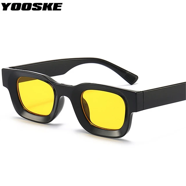 YOOSKE yeni küçük güneş gözlüğü erkek kadın Vintage kare güneş gözlüğü  marka tasarımcısı içbükey ayna sarı
