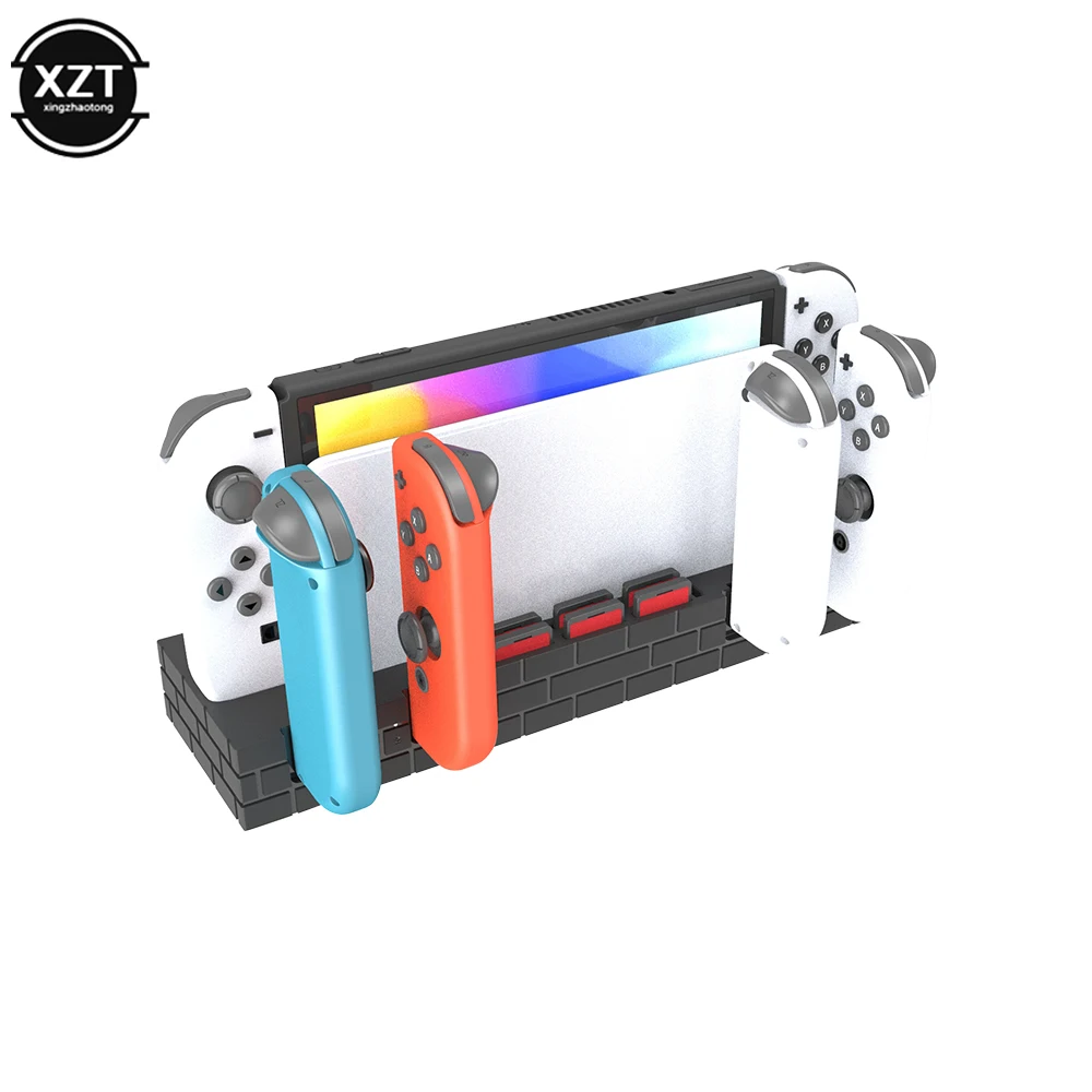 SOKUSIN Support Mural Compatible avec la Switch et la Switch OLED - Support  Peu Encombrant avec Crochets pour Joy-Con et 6 Emplacements pour Cartes de