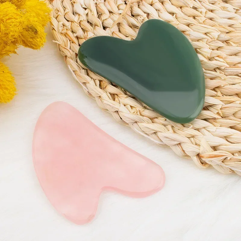 Natural Jade Stone Gua Sha Massage Board Rose Quartz Guasha Plate Jade Face Massager Scrapers Tools For Face Neck Back Body