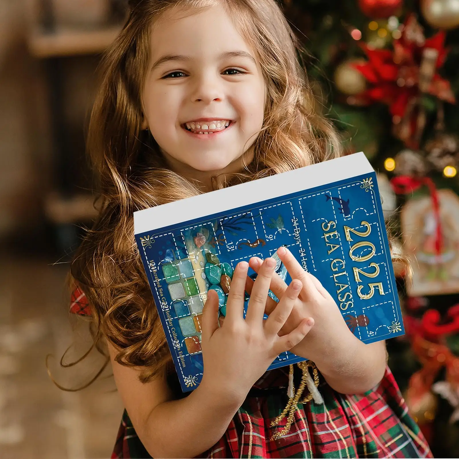 Christmas Advent Calendar 2D Acrylic Marine Life Ornament 24 Days Countdown Calendar Christmas Sea Glass Pendant for Kids Gifts