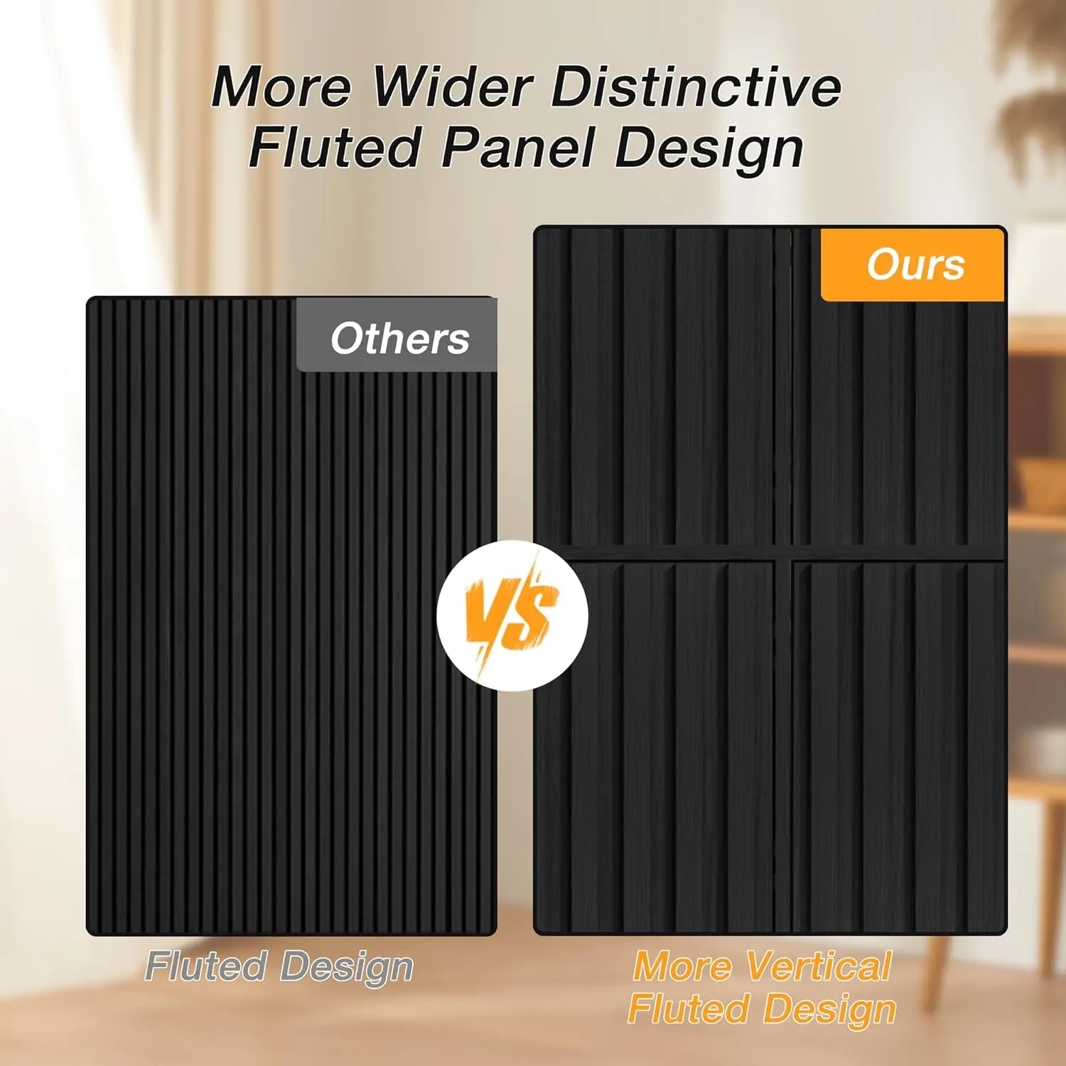 Buffet Cabinet with Storage, 61.4'' Fluted Sideboard,Wood Buffet with Metal Legs 4 Doors and Spacious Top(Black)