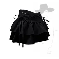 Blue Denim Pleated Skirt Bow Fold Design Women's A-line Short Skirt Built in Shorts American Spicy Girl Korean Fashion Hotsweet - Image 6