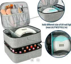 Portable Double-Layer 30-Compartment Beauty Organizer Bag (Grey)