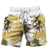 2024 Summer Oversized Casual Men's Drawstring Shorts Quick Dry Hawaii Holiday Sports Swimming Trunks Coconut Tree Printed Shorts 2