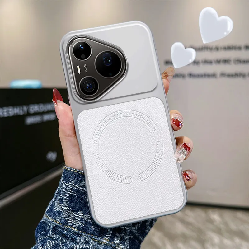 Lychee Pattern Magnetic Ultra-Thin Cover with Wireless Charging Support