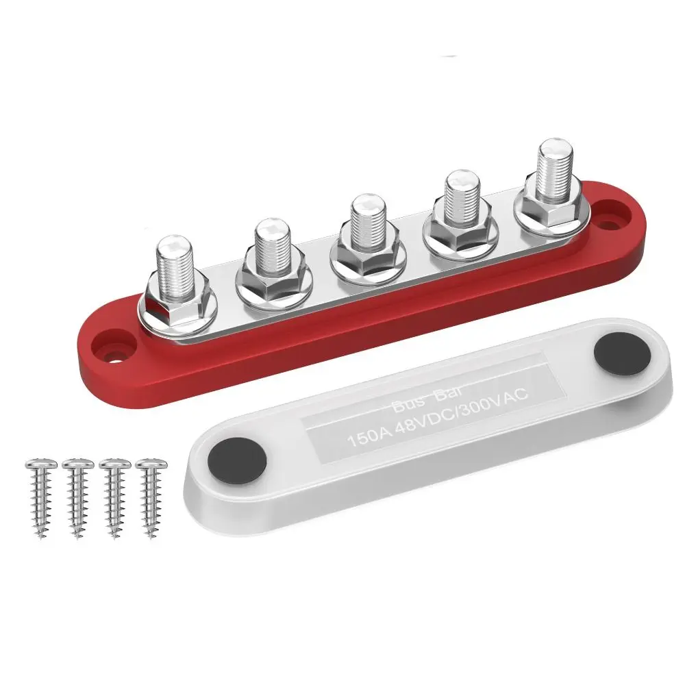 Bus Bar Power Distribution Block 150A 48VDC Cover Bus Copper Busbar Automobile Busbar Marine Automotive Solar Systems power distribution block