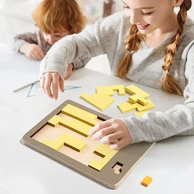 Wooden Geometric Puzzles Challenge Impossible Brain Burning Decompression Mind Brain Teaser Jigsaw Puzzle for Adults Kids 2