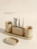 Wabi sabi Style Natural Marble Wash Set Electric Toothbrush Holder Soap Tray Bathroom Push Bottle Kitchen Storage Home Decor 6