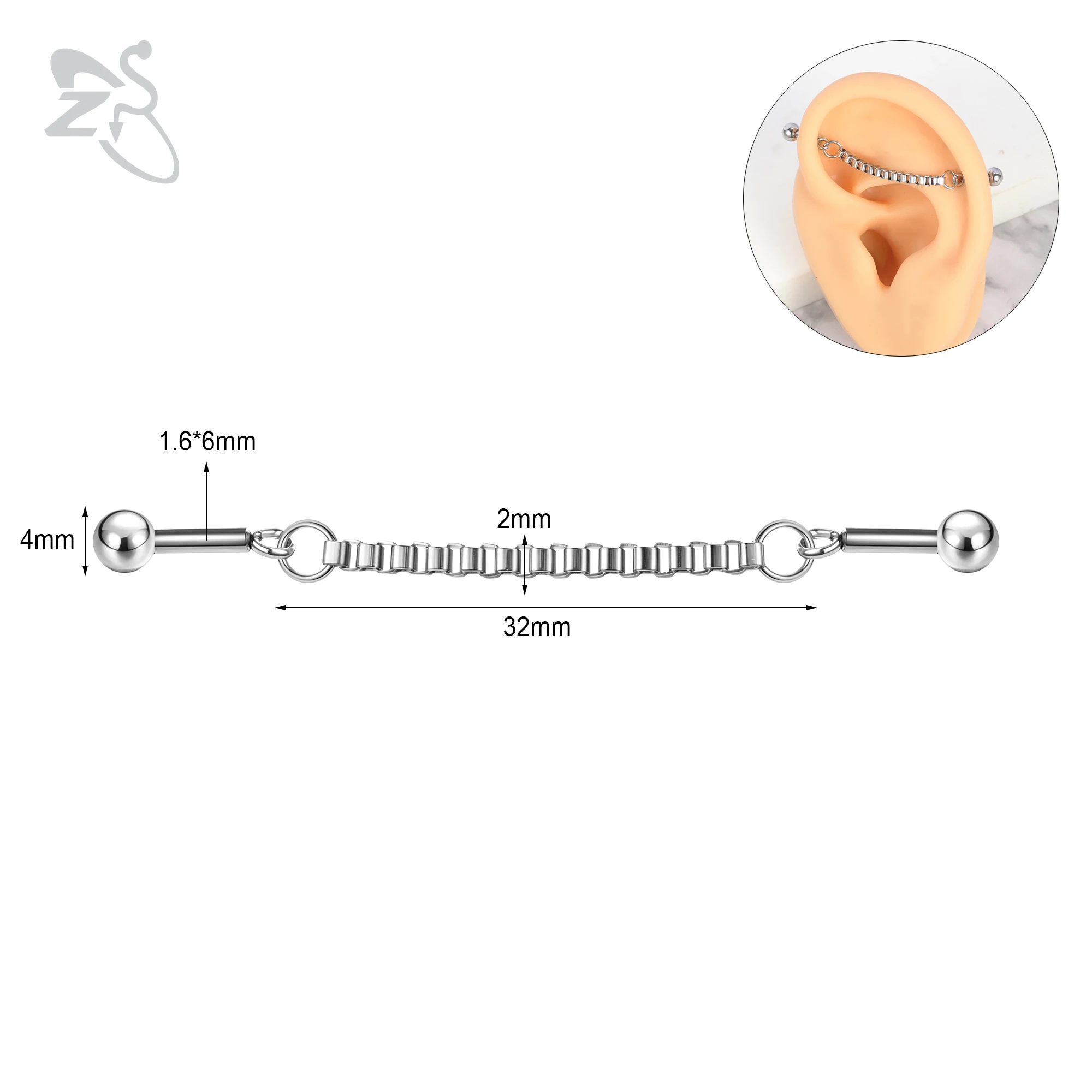 Piercing Ponteggio Bilanciere Industriale Estremità Sfere Titanio 14g 406524329378 - Foto 11