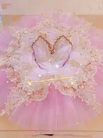 Light Blue Professional Ballet Tutu Lace Appliques Costumes For Adult Girls Dancing Children Ballerina Pleated Tutu Dress - Image 6