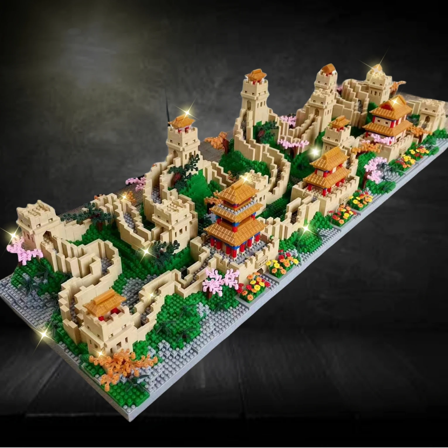 Piscina di fiori di pesca Architettura Trucco, 3320 pezzi Vecchio Scena di Strada Cinese, Mini Nano Blocchi, Set di costruzione e Collezione Modello per Adulti Bambini, Non Compatibile con Lgo