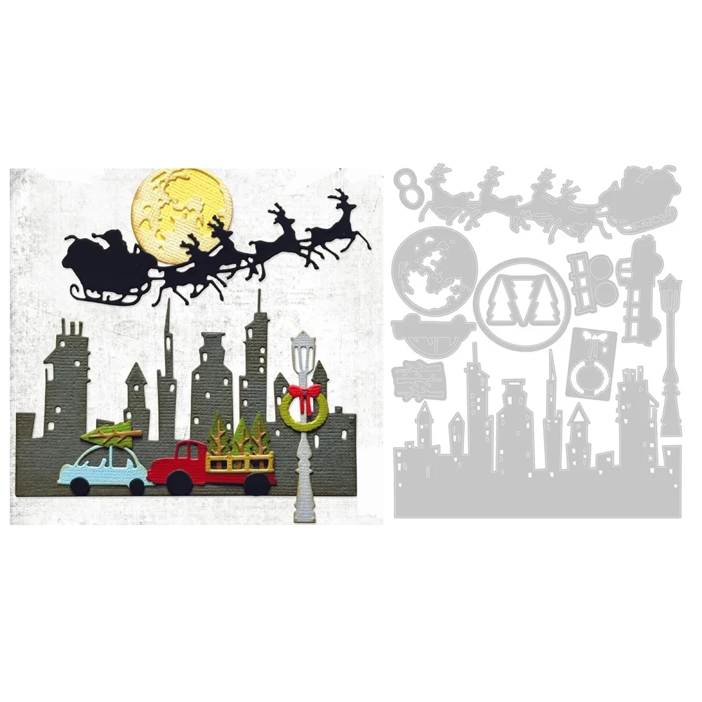Description Picture 3 of itemChristmas Magic Snowflake Skiing Festive Wreath Cutting Dies for Scrapbooking Supplies New Paper Making Frame Craft Card
