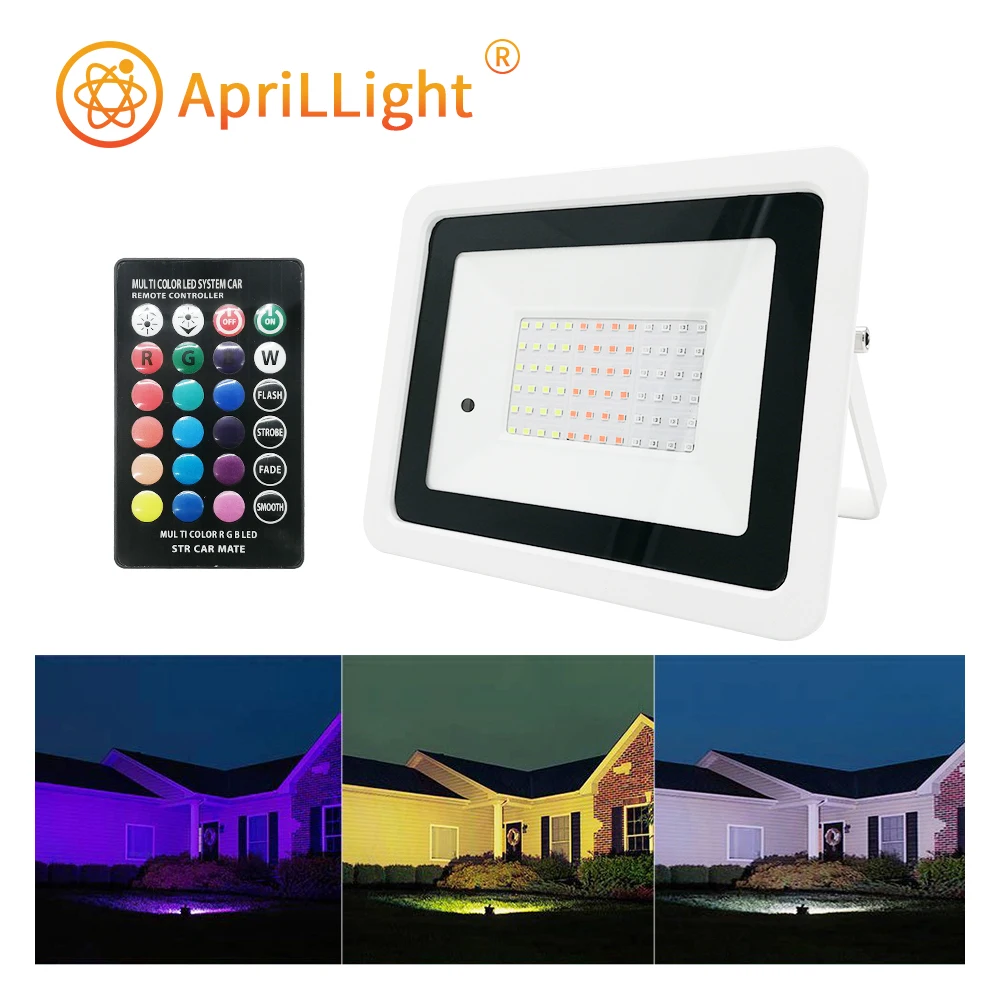 LED RGB Spotlight IP68 Waterproof Outdoor Lighting 20W 30W 50W 100W Remote Control Light Color Garden Decoration Floodlight