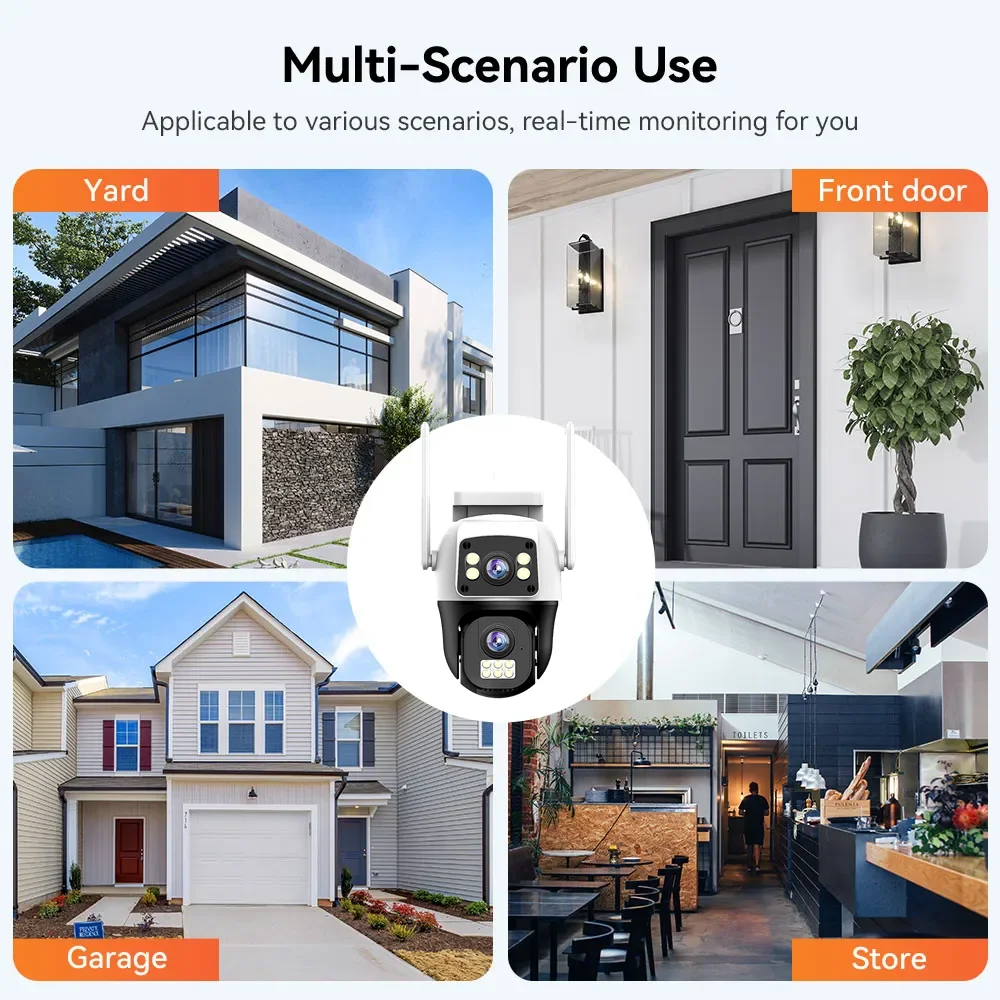 8MP 4G Sim Card Camera Dual Lens Dual Screen Wireless WiFi Outdoor Surveillance Human Detect Security Protection PTZ IP Cameras 6