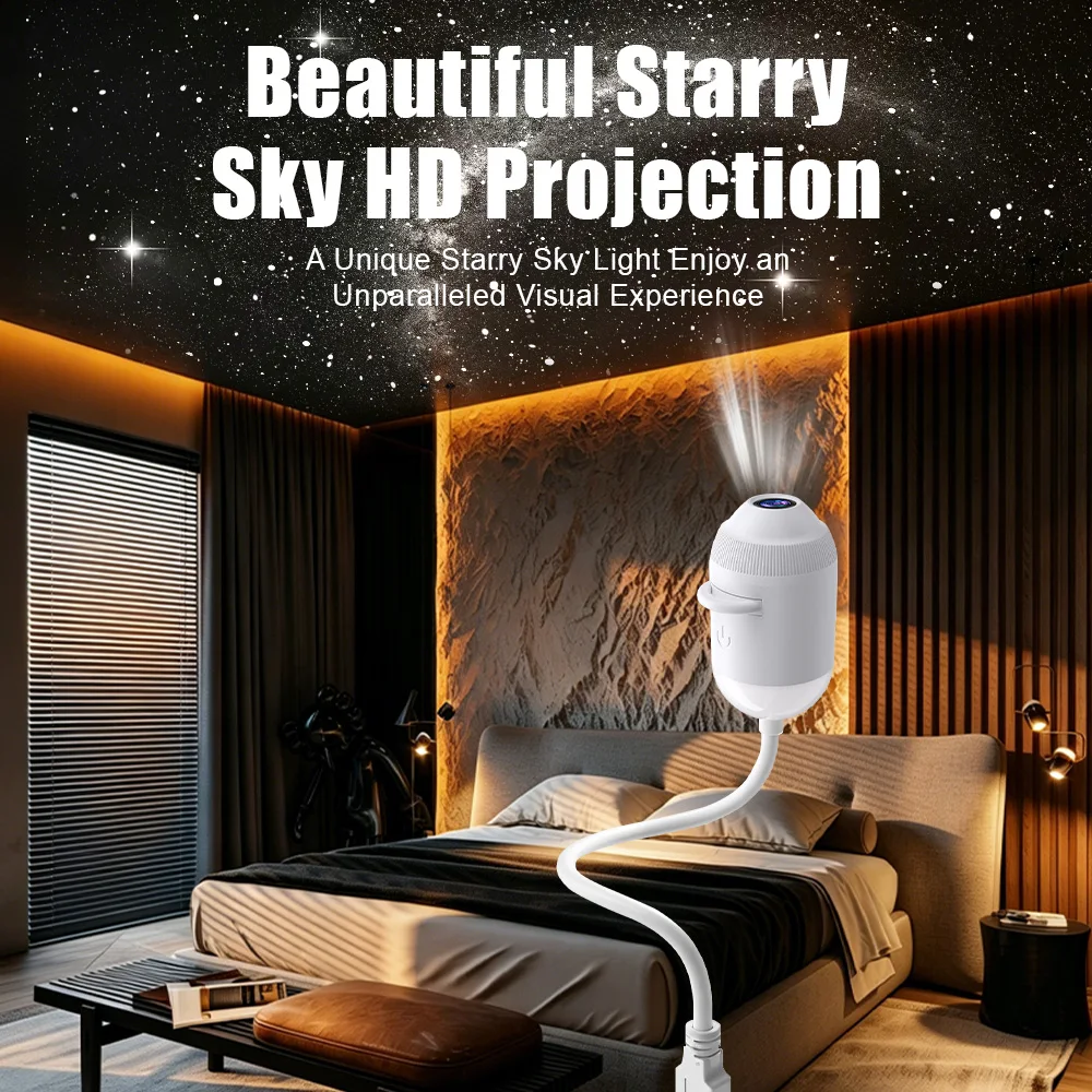USB Starry Night Galaxy Projector Lamp for Romantic Atmosphere and Home Decor