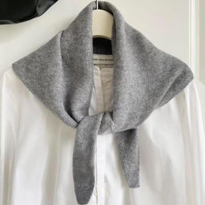 Multifunktionaler Koreanischer Woll-Strickschal für Damen, Dreieckiger Kopfschal, Warmer Strickschal – Detail 5