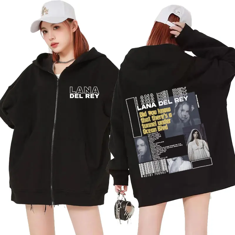 

Singer Lana Del Rey New Album Ocean Blvd Zipper Hoodies Men Women Hip Hop Fashion Zip Up Sweatshirt Casual Fleece Jackets Hooded