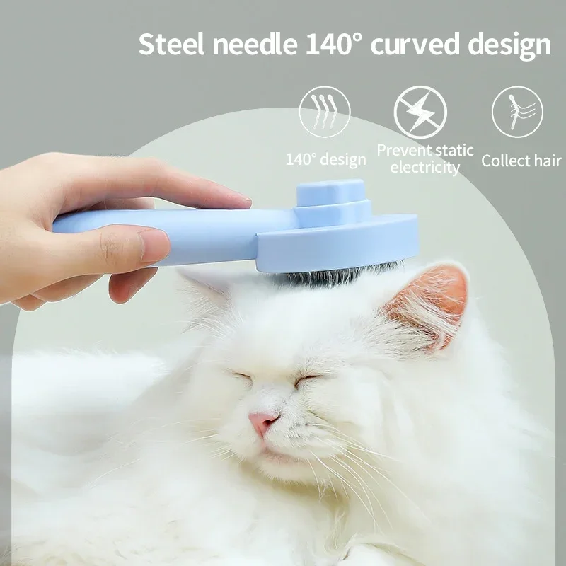 Cats Brush for Shedding Long Short Hair Self Cleaning Pet Slicker Brush Cat Grooming Massage Brushes Dog Grooming Comb 6