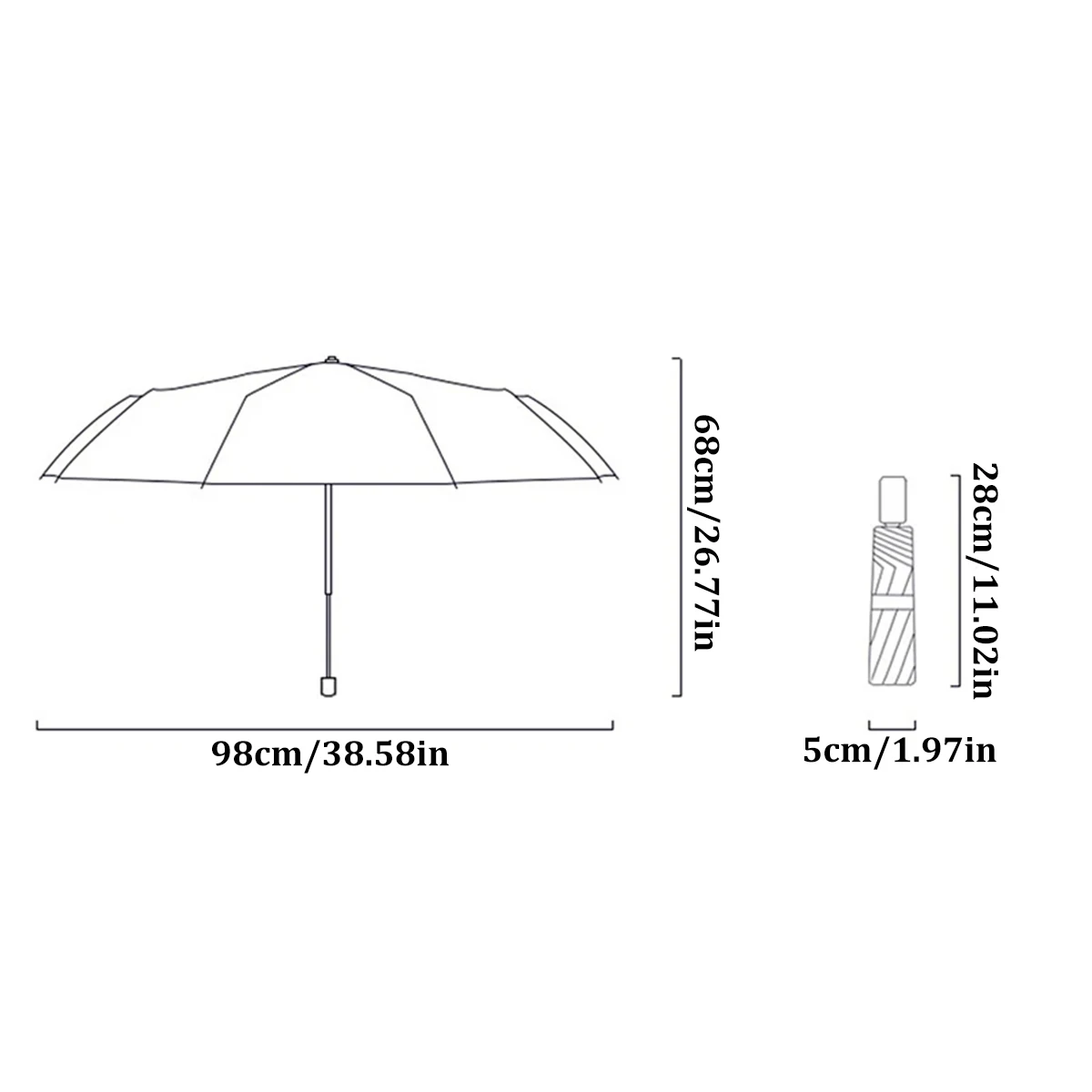 Regular Manual Version Thick Pole Sun Black Rubber Umbrella Three Fold UV Protection Rain and Shine Dual-Purpose 1 piece