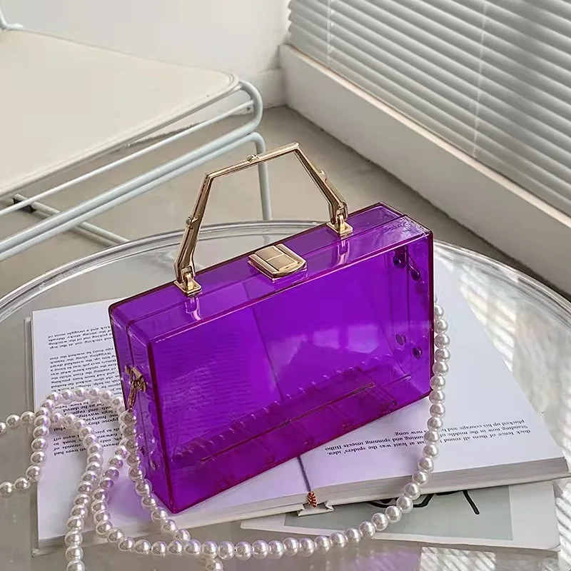 New 2021 Trend Transparent Clear Jelly Acrylic Box Handbag For Women  Elegant Evening Party Clutch Purse with Scarves Female - AliExpress