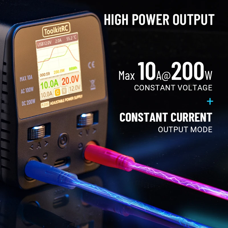 ToolkitRC P200 V2 Mini GaN Adjustable Desktop Power Supply Adapter AC100W DC200W Type-C Output Compatible Charger thumbnail 5