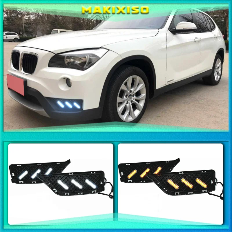 

2PCS LED DRL Daytime Running Light Daylights for BMW X1 2013 2014 With Yellow Turn Signal and Blue night light