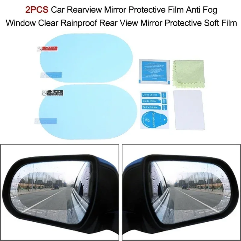 2Pcs Car Rearview Mirror Protective Film Anti Fog Clear Protective Film Car Window Rain Protector Waterproof Glass Stickers