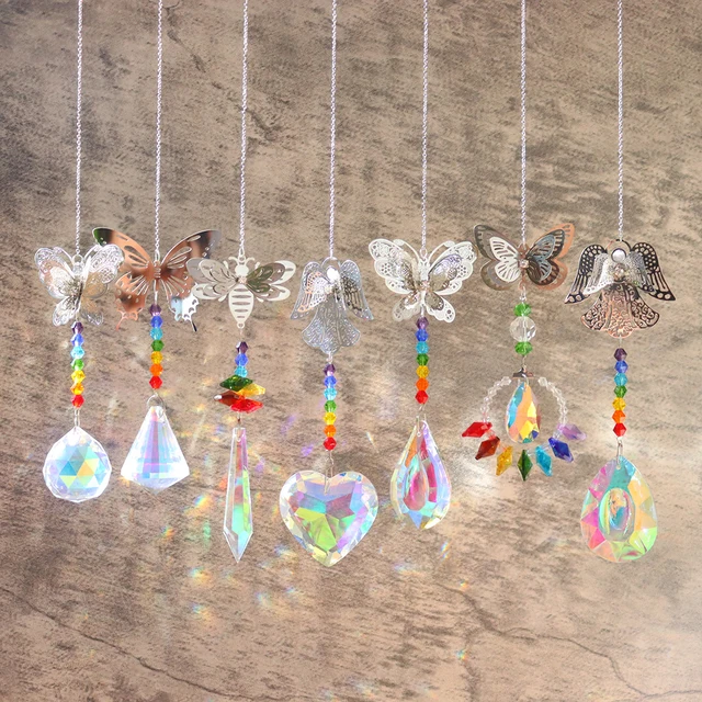 Crystal Light Collection Medál Kerti Díszek Kreatív Szivárványos Könnyű Fogó Ablak Terasz Dekoráció Angyal Fém A Nyári Ajándékokhoz - Image 3